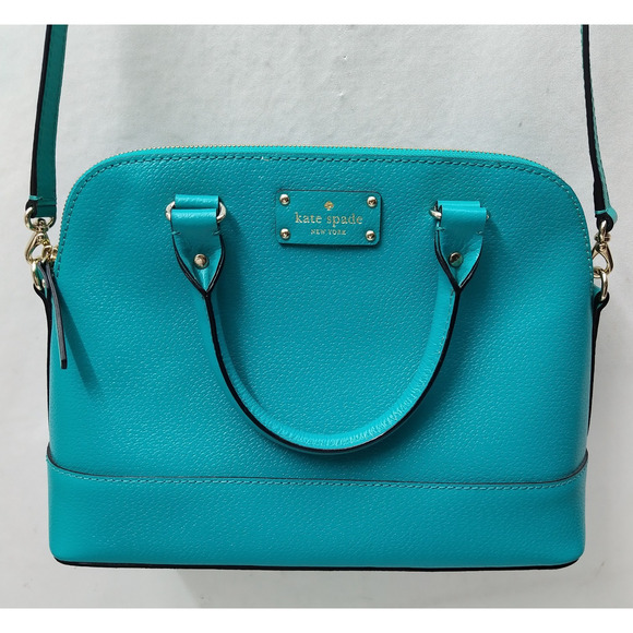 Kate Spade Teal Leather Double Handles Zipper Closure Satchel Bag - Picture 16 of 16